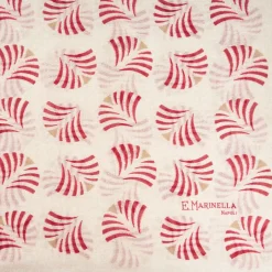 SCIARPA BEIGE IN COTONE E LINO Ventagli rossi