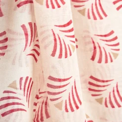 SCIARPA BEIGE IN COTONE E LINO Ventagli rossi