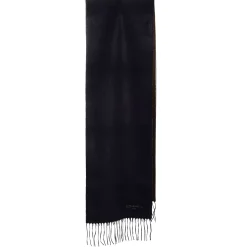 SCIARPA BICOLOR BLU E MARRONE SCURO IN SETA E CASHMERE Tinta unita