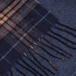 SCIARPA BICOLOR BLU IN SETA E CASHMERE Check