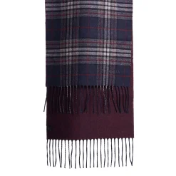SCIARPA BICOLOR BLU SCURO IN SETA E CASHMERE Check