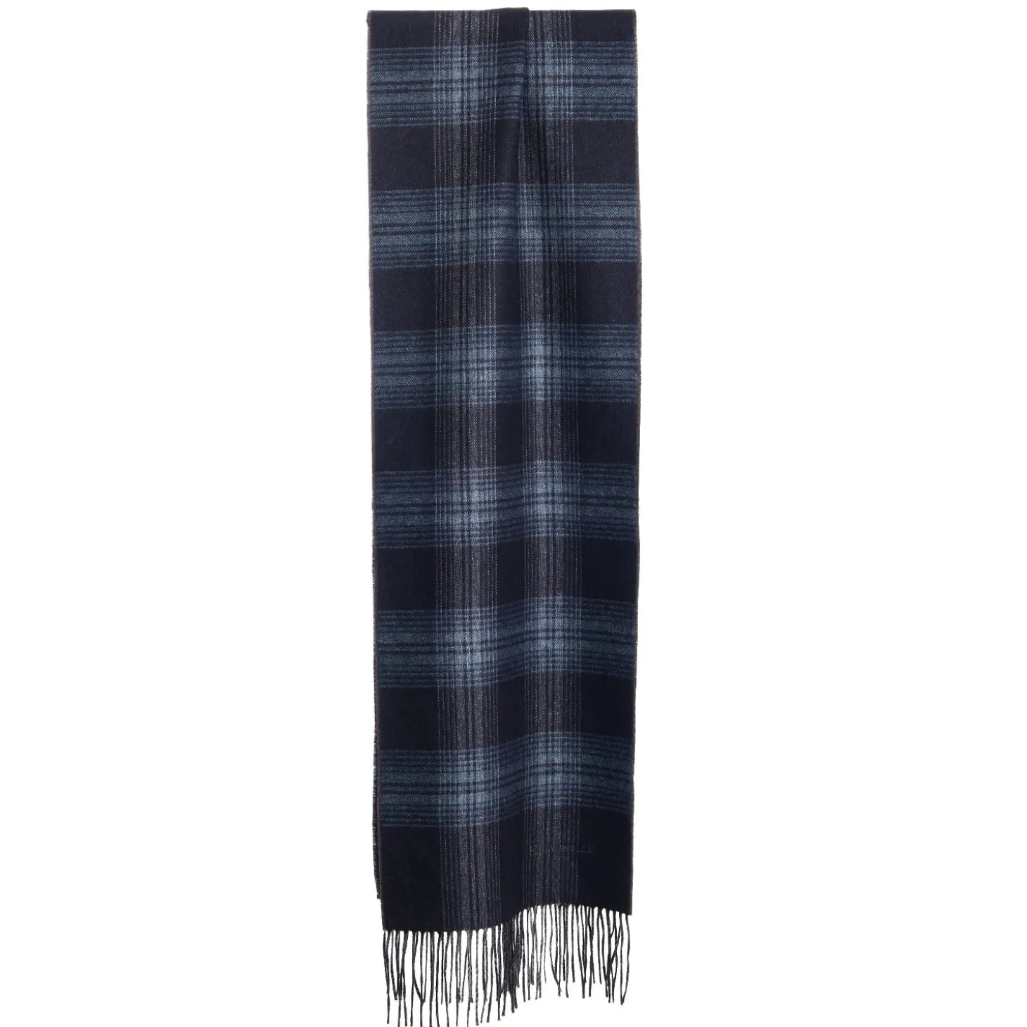 SCIARPA BICOLOR BLU SCURO IN SETA E CASHMERE Check