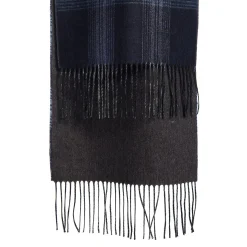 SCIARPA BICOLOR BLU SCURO IN SETA E CASHMERE Check