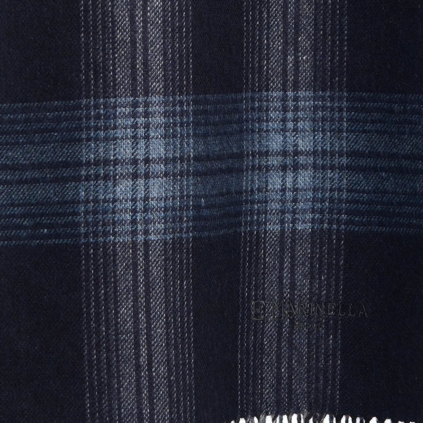 SCIARPA BICOLOR BLU SCURO IN SETA E CASHMERE Check