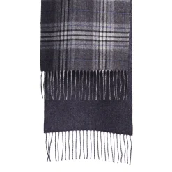 SCIARPA BICOLOR GRIGIO SCURO IN SETA E CASHMERE Check