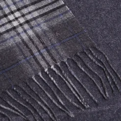 SCIARPA BICOLOR GRIGIO SCURO IN SETA E CASHMERE Check