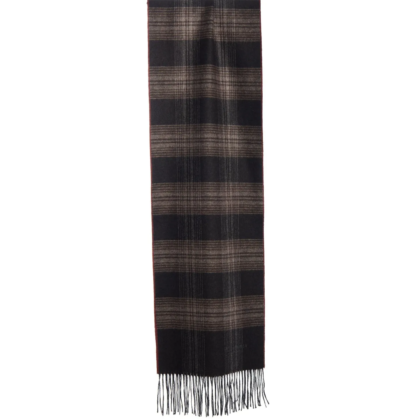 SCIARPA BICOLOR MARRONE IN SETA E CASHMERE Check