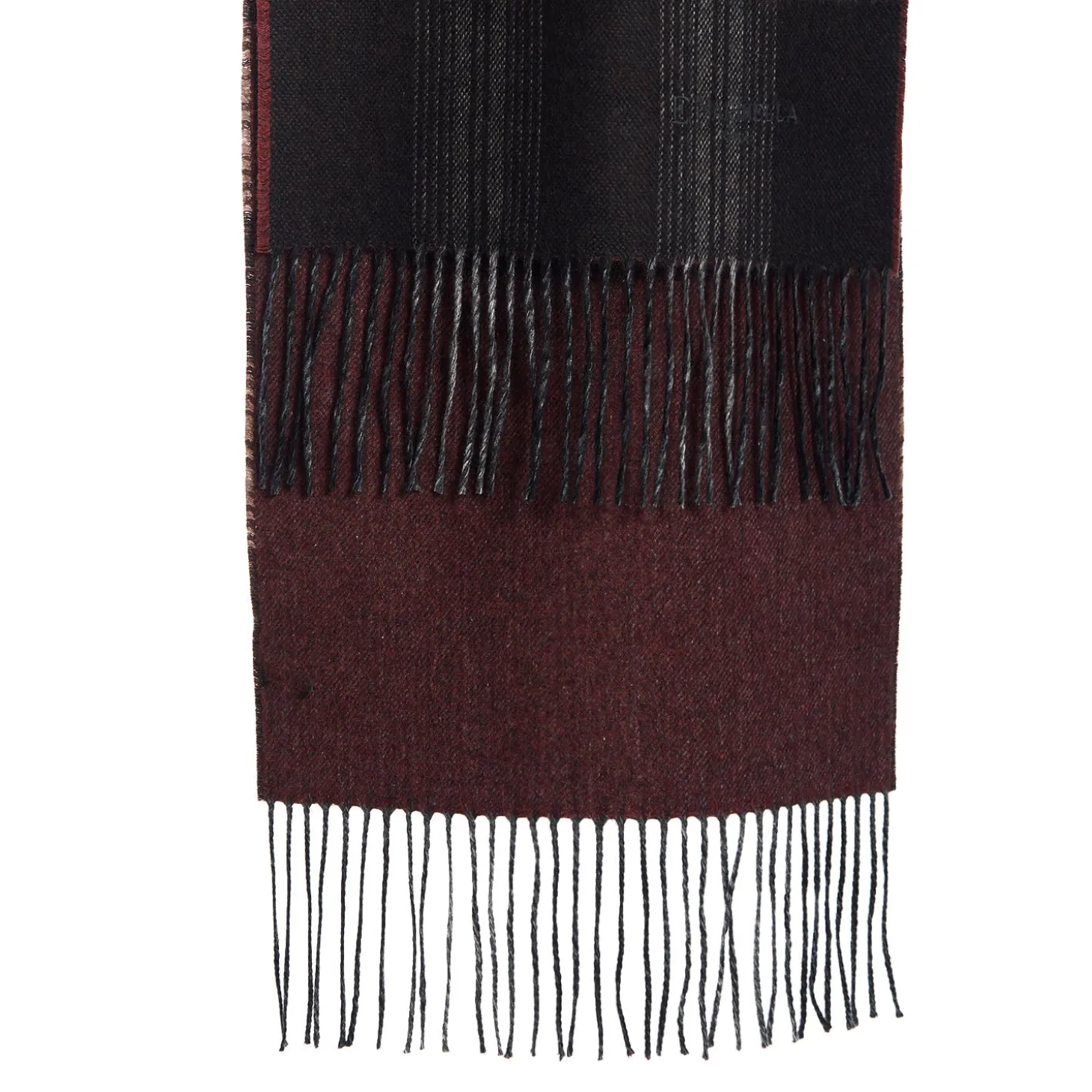 SCIARPA BICOLOR MARRONE IN SETA E CASHMERE Check