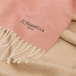 SCIARPA BICOLOR ROSA E BEIGE IN SETA E CASHMERE Tinta unita
