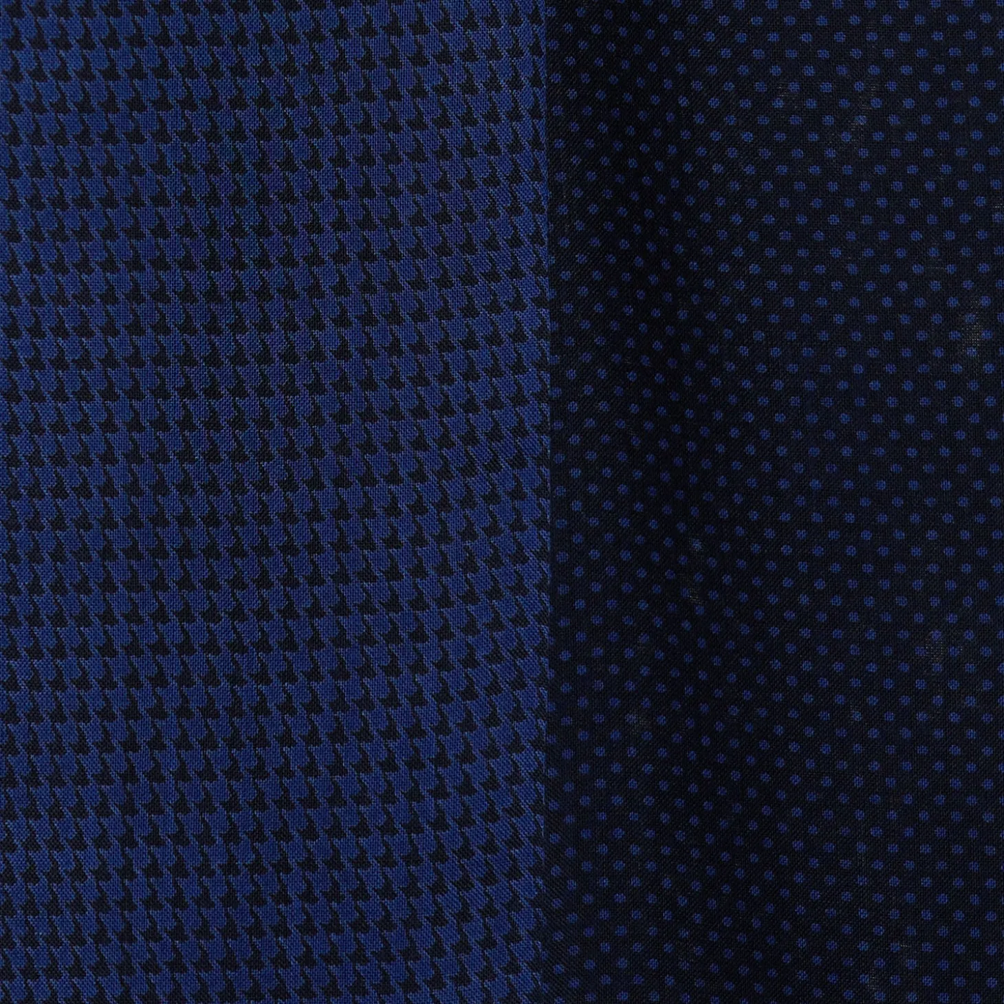 SCIARPA BLU SCURO IN LANA E SETA Pied de poule e pois