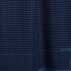 SCIARPA BLU SCURO IN LANA E SETA Pied de poule e spigatino