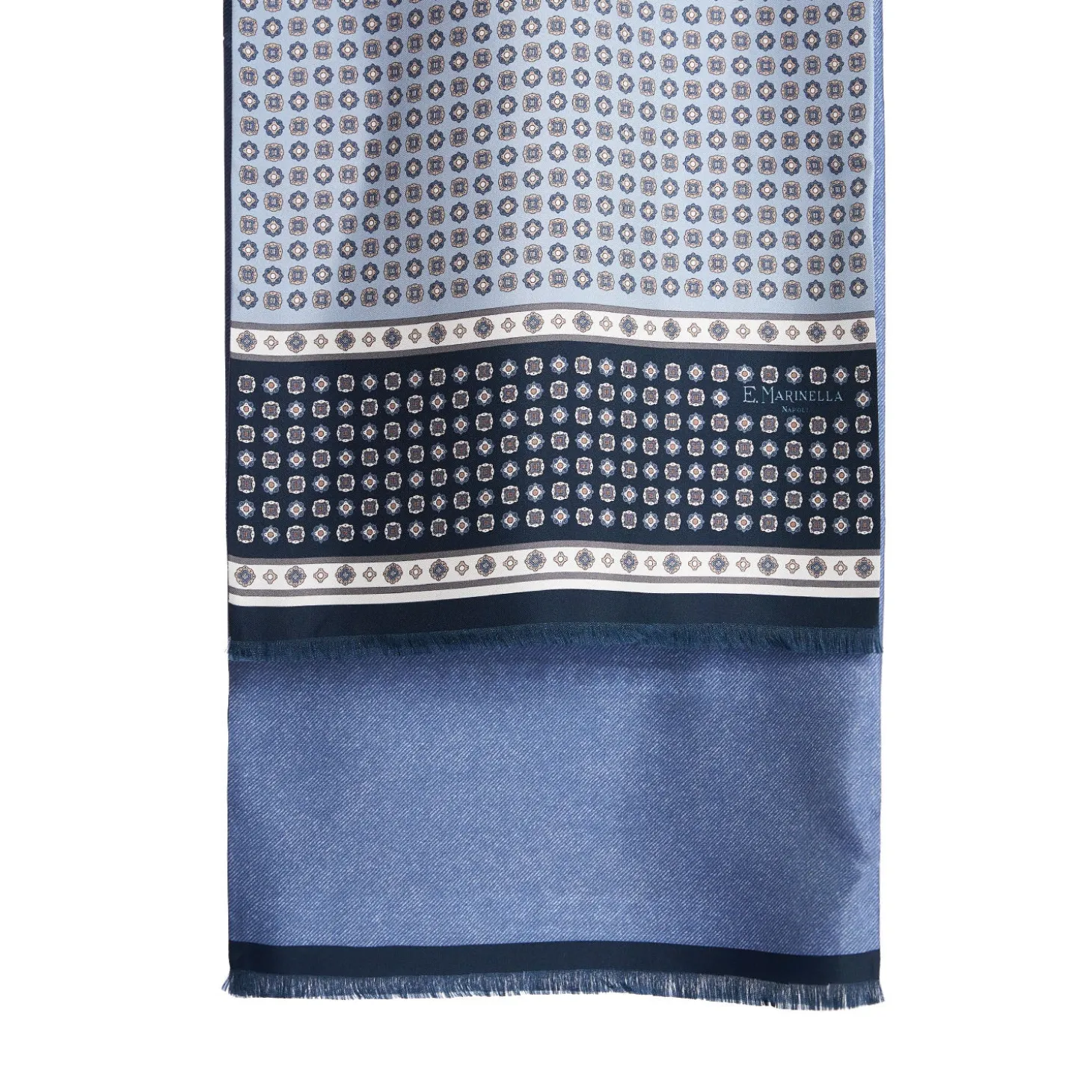 SCIARPA TUBOLARE AZZURRA IN SETA TWILL Busy pattern