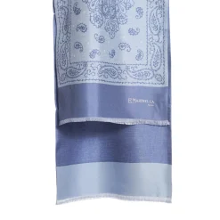 SCIARPA TUBOLARE AZZURRO POLVERE IN SETA TWILL Paisley