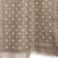SCIARPA TUBOLARE BEIGE IN LANA E SETA Microfantasia fiore