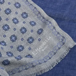 SCIARPA TUBOLARE GRIGIO CHIARO IN LANA E SETA Microfantasia fiore