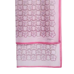 SCIARPA TUBOLARE IN VOILE DI COTONE E SETA ROSA Fiore monogram 100