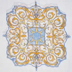 STOLA AZZURRA IN LANA Fantasia medaglioni
