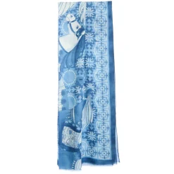 STOLA BLU IN CASHMERE Collezione elefanti