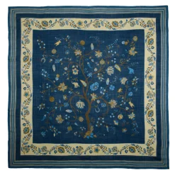 STOLA BLU 140 IN LANA E CASHMERE Albero della vita