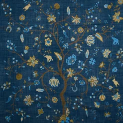 STOLA BLU 140 IN LANA E CASHMERE Albero della vita