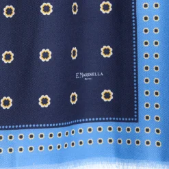 STOLA BLU SCURO IN LANA Decorazioni floreali