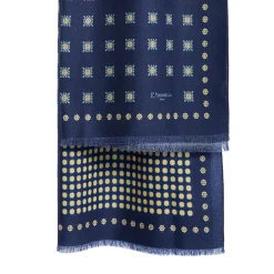 STOLA BLU SCURO IN LANA Decorazioni floreali