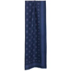 STOLA DARK BLUE IN LANA Decorazioni floreali