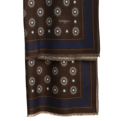 STOLA DARK BROWN IN LANA Decorazioni floreali