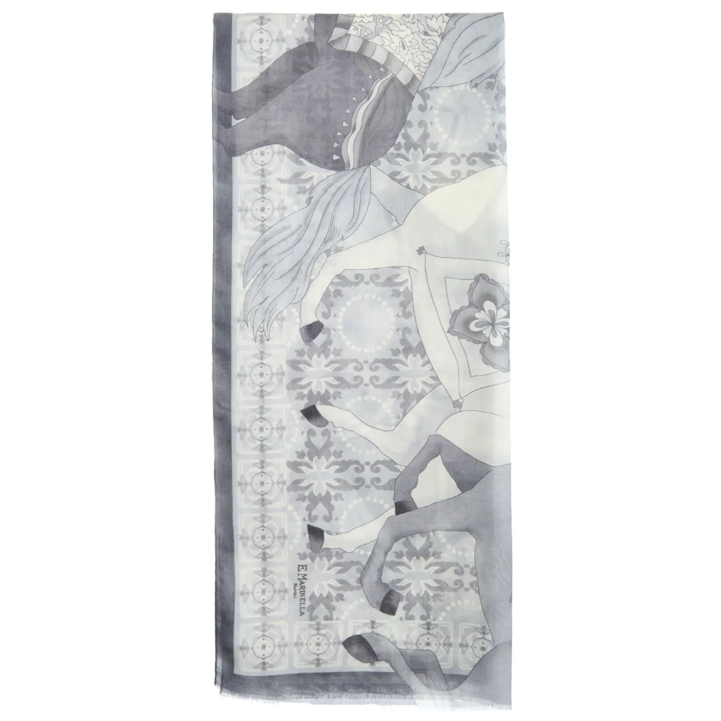 STOLA GRIGIA IN CASHMERE Collezione elefanti