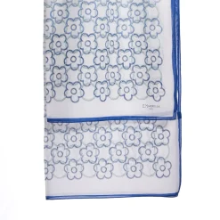 STOLA IN VOILE DI COTONE E SETA BLU Fiore monogram 100