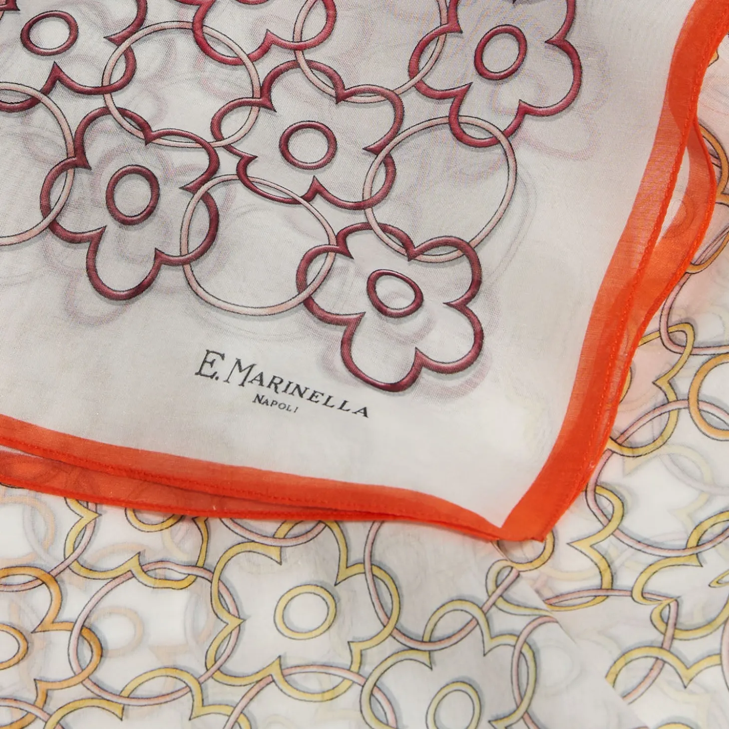 STOLA IN VOILE DI COTONE E SETA ARANCIONE Fiore monogram 100