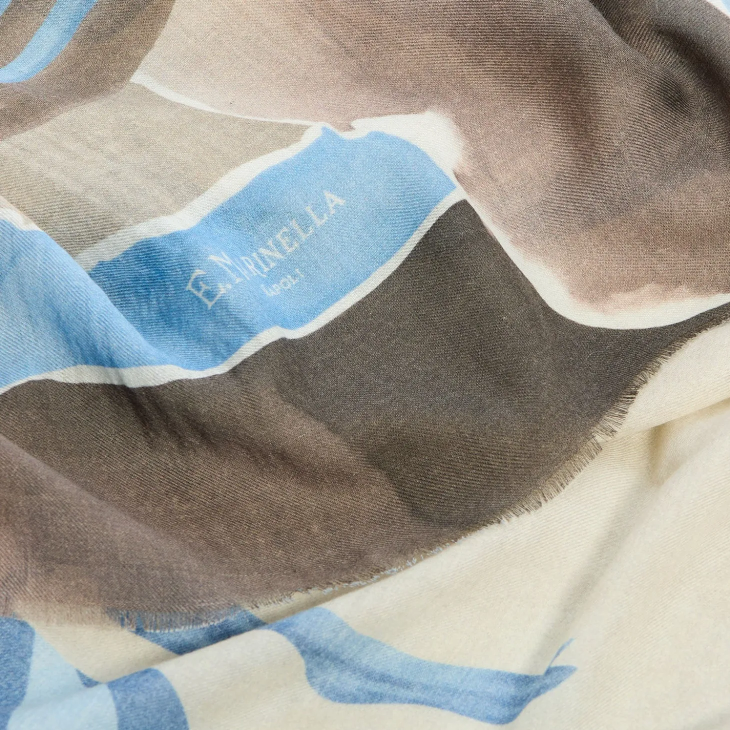 STOLA MARRONE IN CASHMERE Collezione mongolfiere