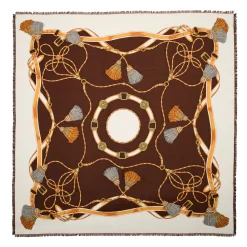 STOLA MARRONE 115 IN LANA, SETA E CASHMERE Nappine e chiavi
