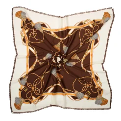 STOLA MARRONE 115 IN LANA, SETA E CASHMERE Nappine e chiavi