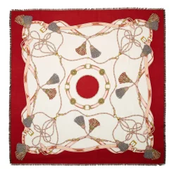 STOLA ROSSA 115 IN LANA, SETA E CASHMERE Nappine e chiavi