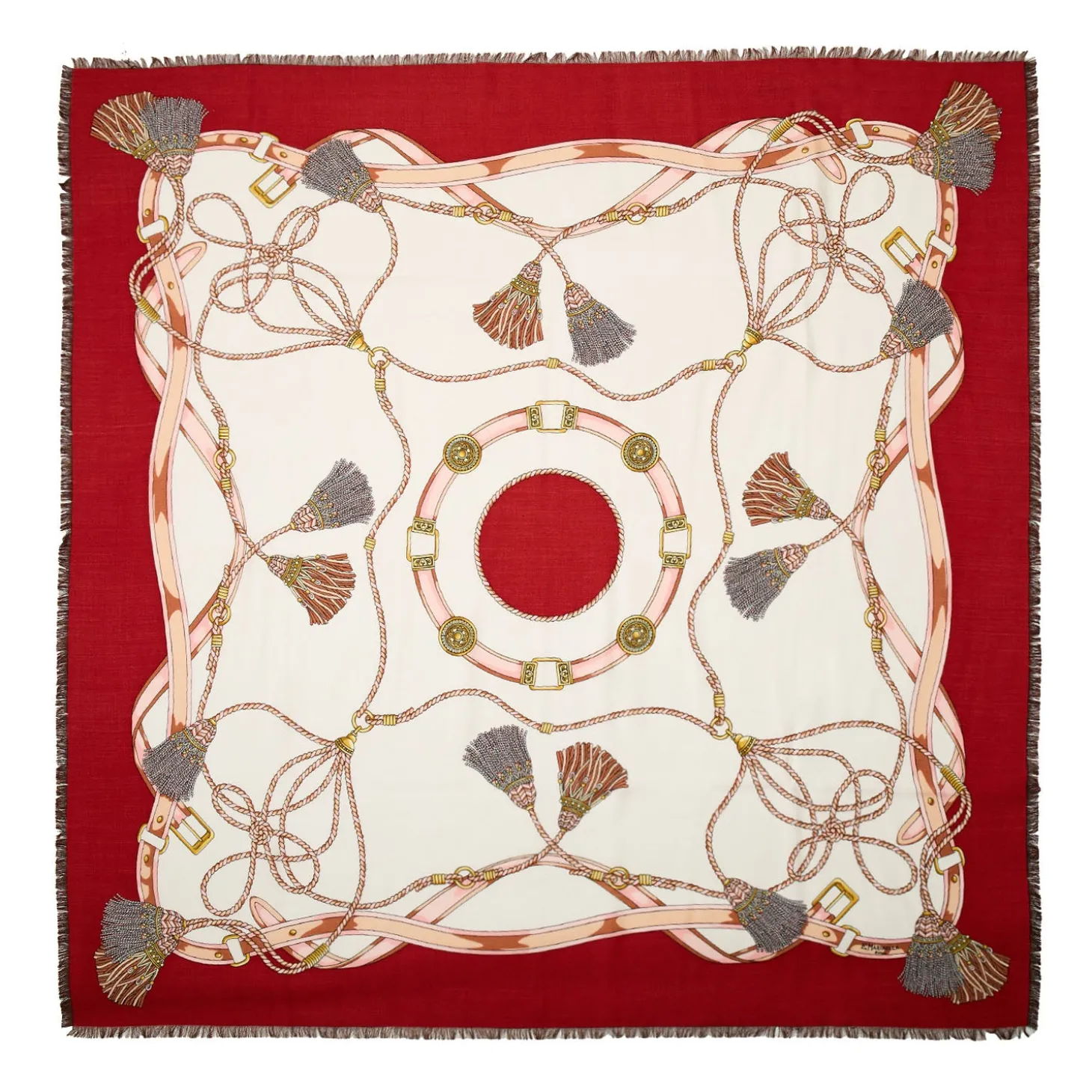 STOLA ROSSA 115 IN LANA, SETA E CASHMERE Nappine e chiavi
