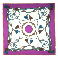 STOLA VIOLA 115 IN LANA, SETA E CASHMERE Nappine e chiavi