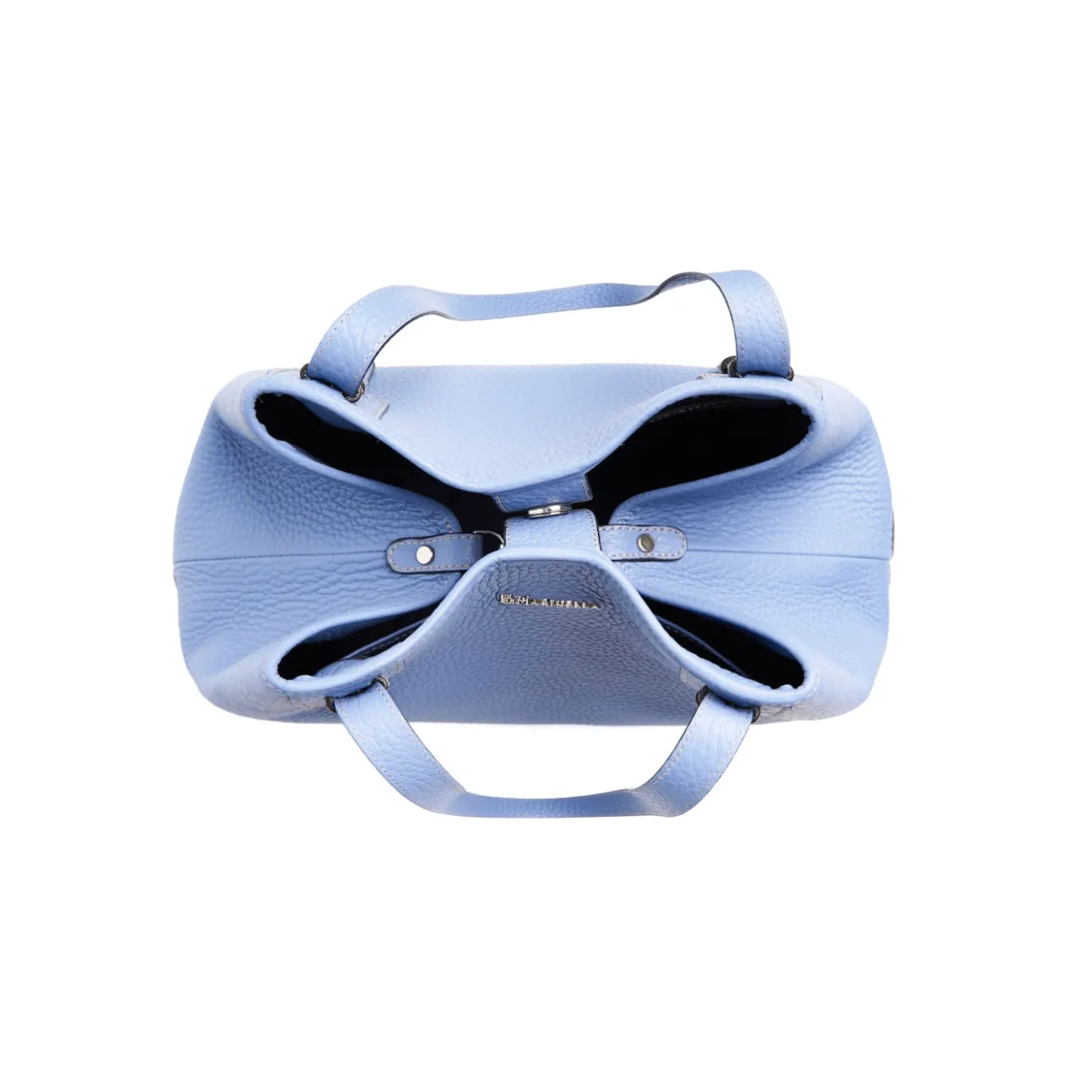 TOTE BAG AZZURRO POLVERE In pelle martellata