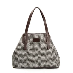 TOTE BAG MARRONE In lana e pelle martellata