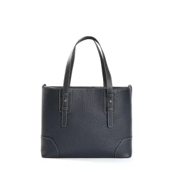 TOTE BAG MIDI BLU SCURO In pelle martellata