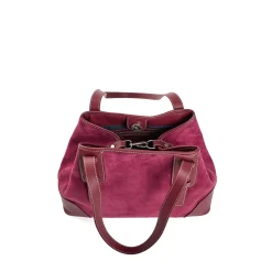 TOTE BAG MIDI BORDEAUX In suede e pelle