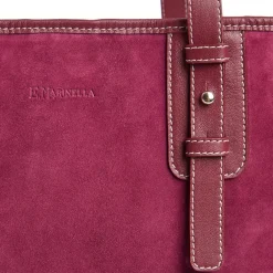 TOTE BAG MIDI BORDEAUX In suede e pelle
