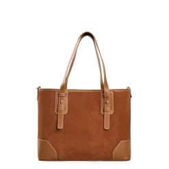TOTE BAG MIDI COLOR CUOIO In suede e pelle