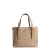 TOTE BAG MIDI COLOR TORTORA In pelle martellata