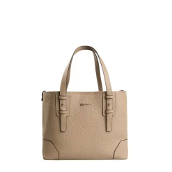 TOTE BAG MIDI COLOR TORTORA In pelle martellata