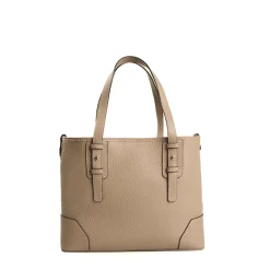 TOTE BAG MIDI COLOR TORTORA In pelle martellata
