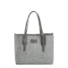 TOTE BAG MIDI GRIGIO CHIARO In lana e pelle