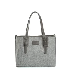 TOTE BAG MIDI GRIGIO CHIARO In lana e pelle