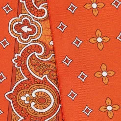 TWILLY IN SETA ARANCIONE Greek key floral