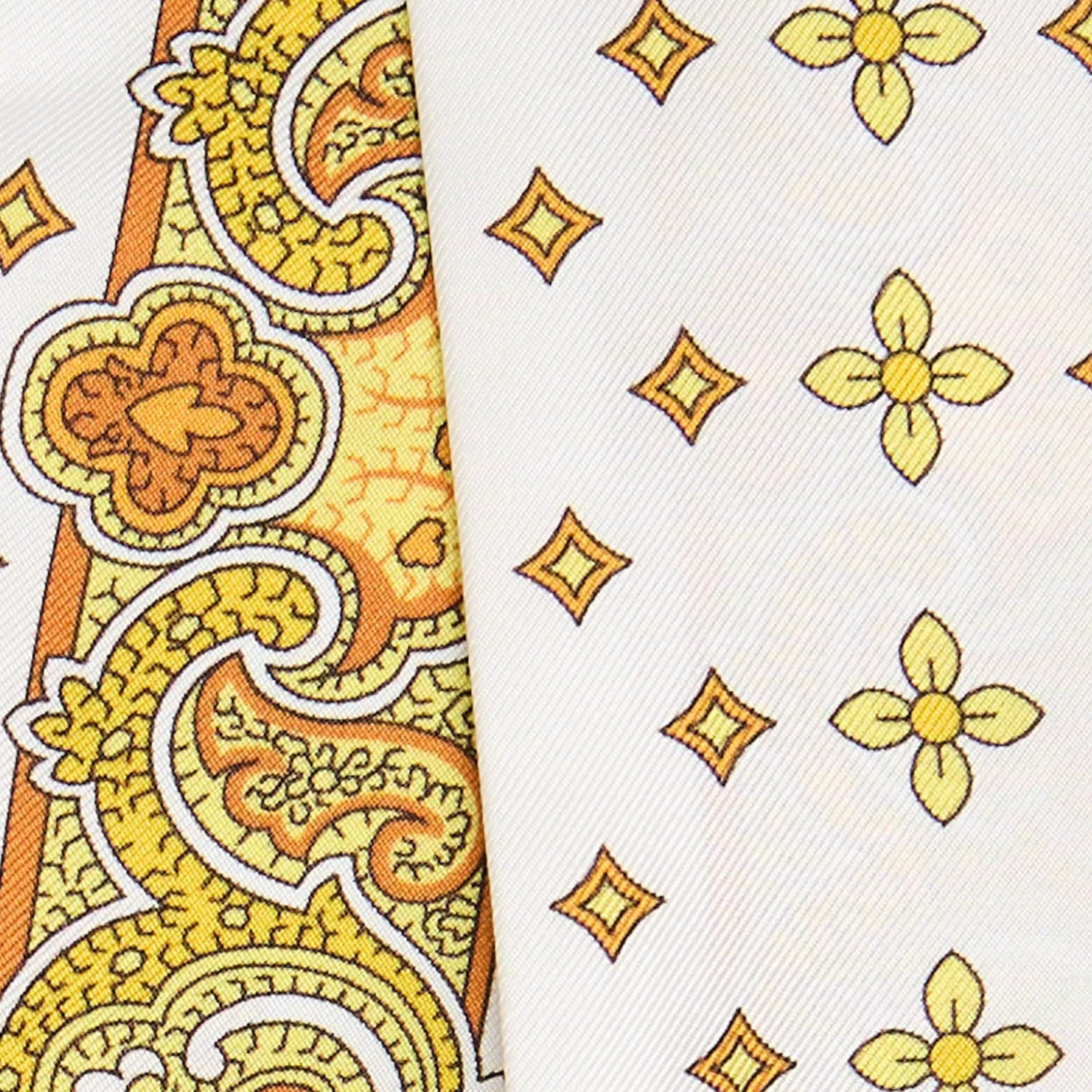 TWILLY IN SETA GIALLO Greek key floral